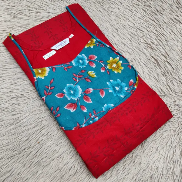 Premium Cotton Frock  Nighty with Adjustable Rope & Side Pocket | NT3366