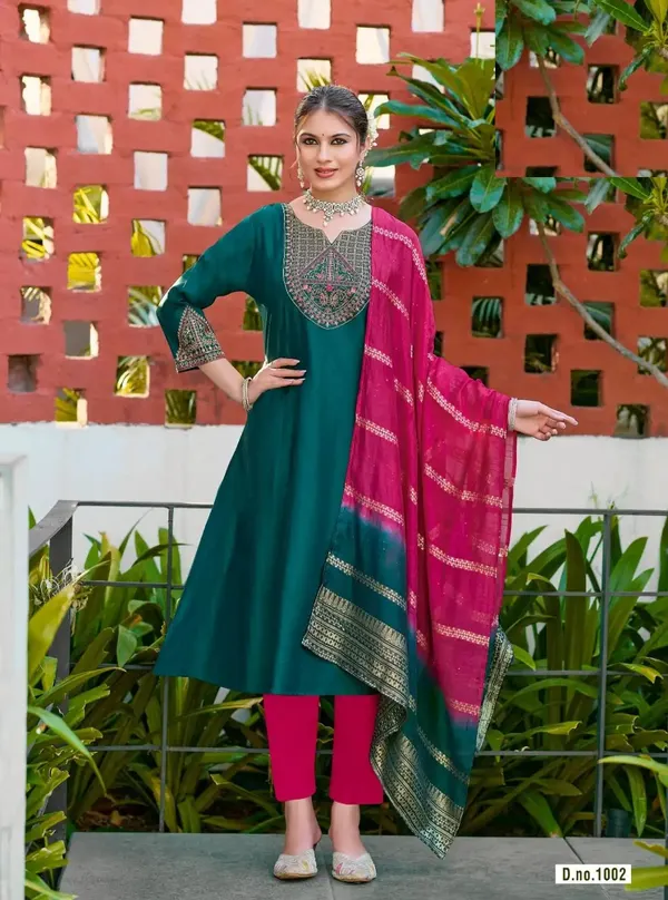Heavy Vatican Anarkali Top Bottom Dupatta Set | TS3658