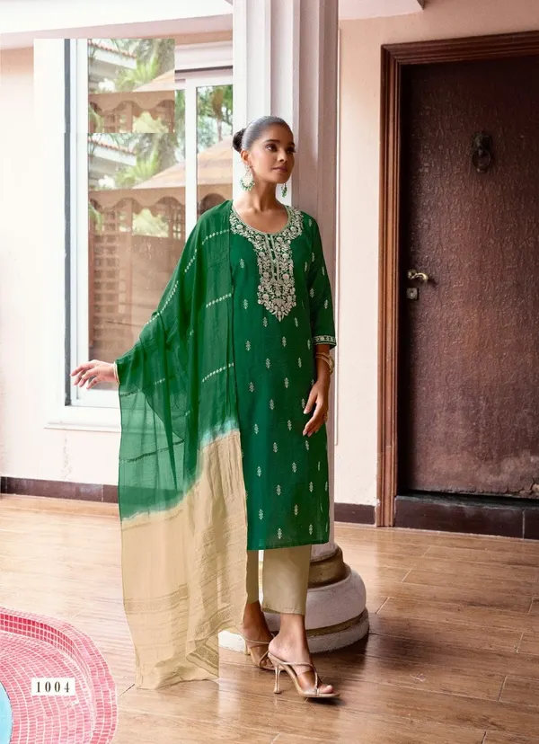 Premium Heavy Silk Embroidered Suit Set with Chanderi Dupatta | TS2174