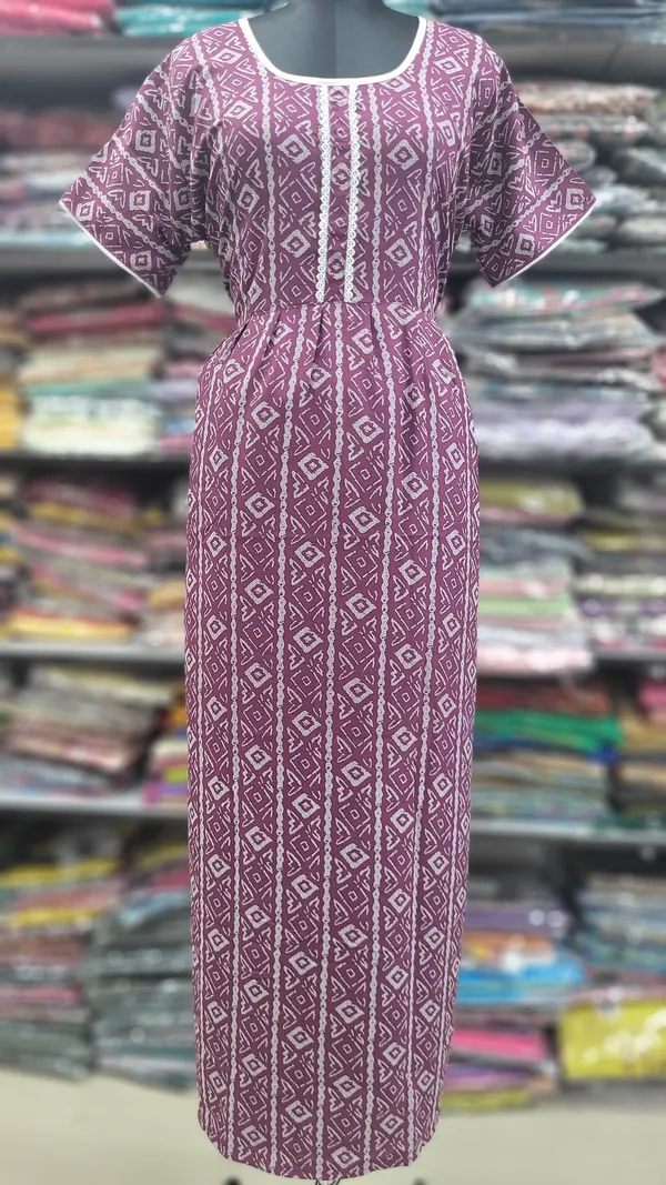 Premium Alphine Frock Nighty with Side Pocket & Adjustable Rope | NT2827