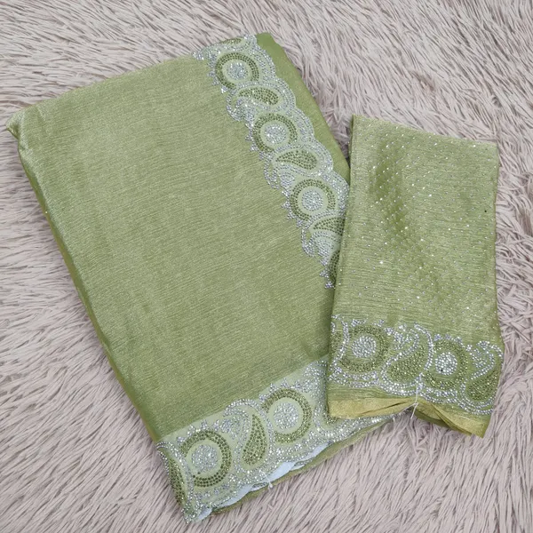 Premium Fendy Silk Pastel Saree with Multi-Colour Stone Work | SR91