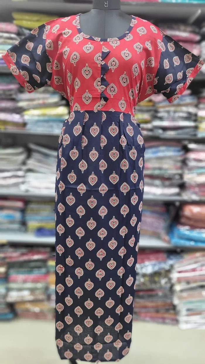 Pure Cotton  Ajrack Frock Nighty | NT2412
