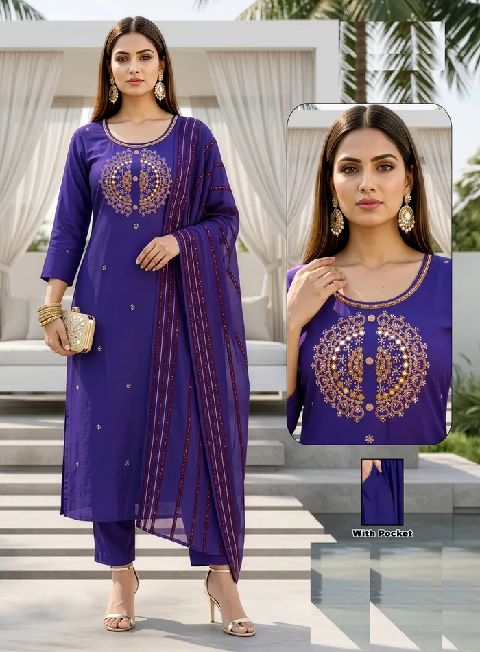 Vatican Straight Top Bottom with Dupatta Set | TS3353