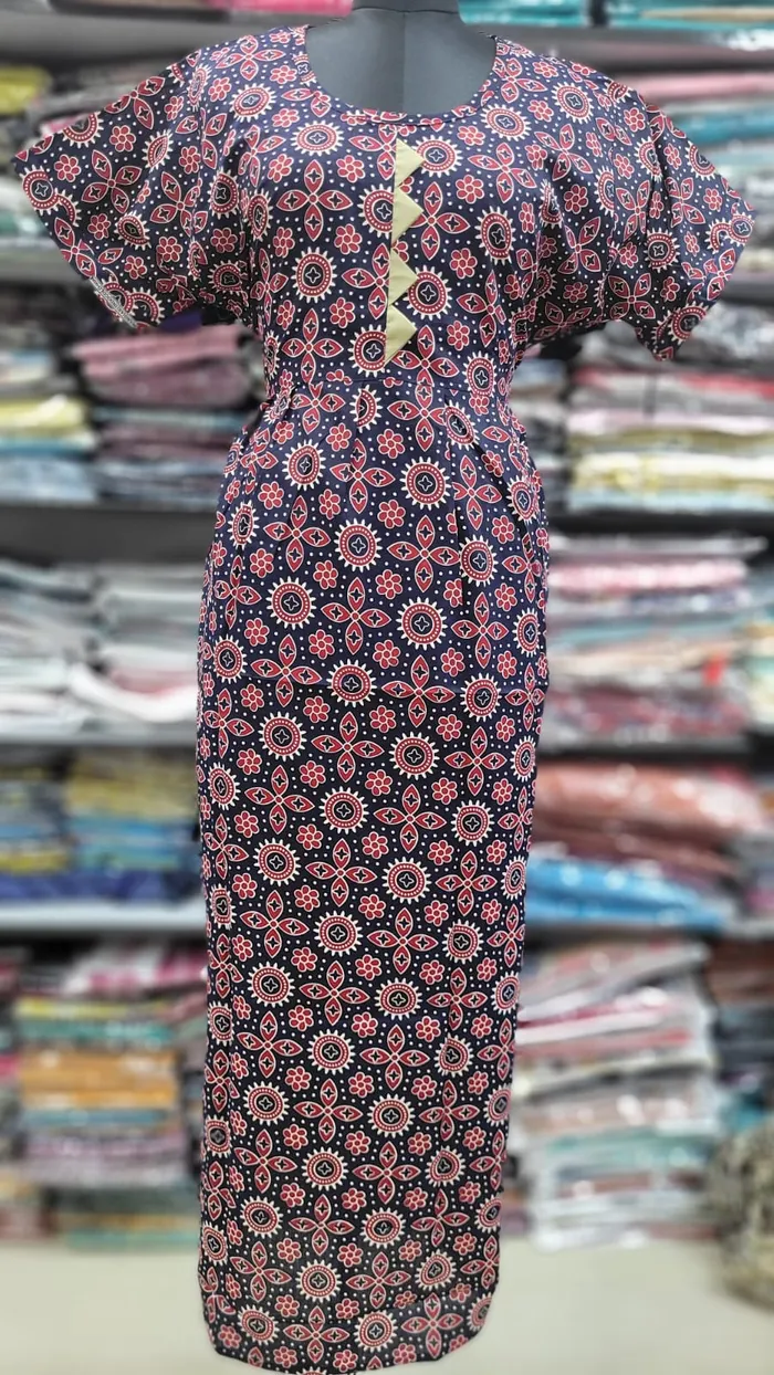 Pure Cotton  Ajrack Frock Nighty | NT2422