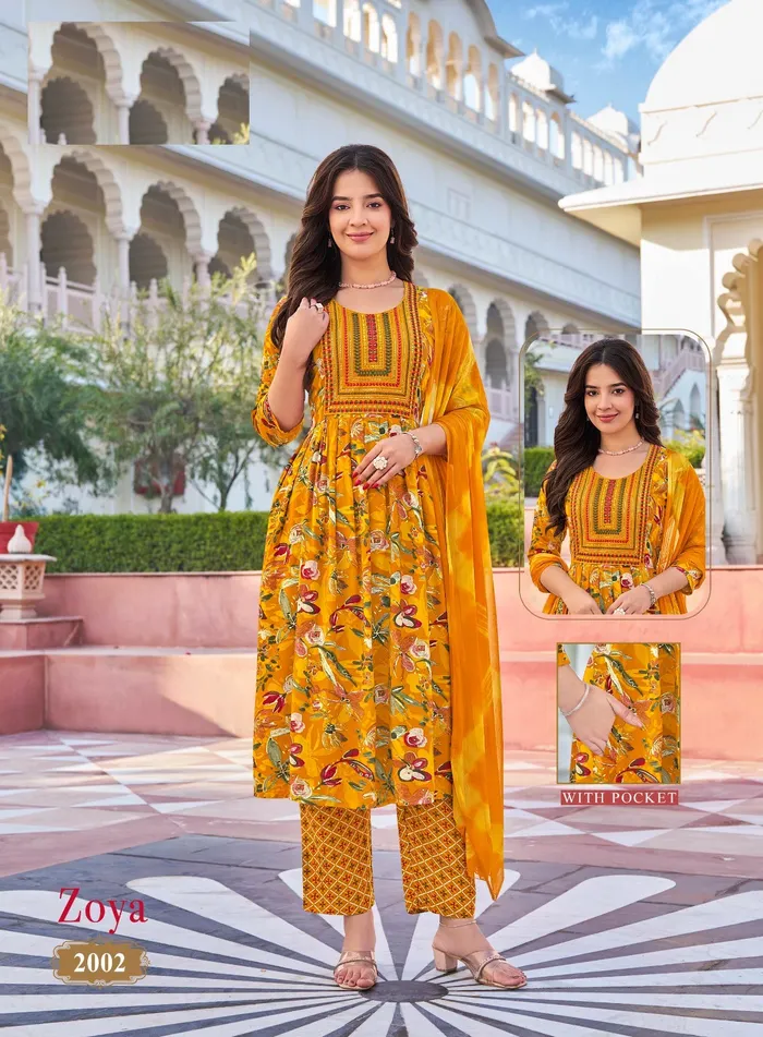 Premium Rayon Foil Print Umbrella Cut Top Bottom Dupatta Set | TS3294