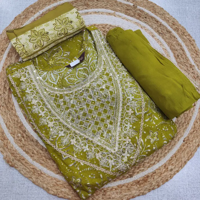 Rayon Long Anarkali Top Bottom Dupatta  | TS3276