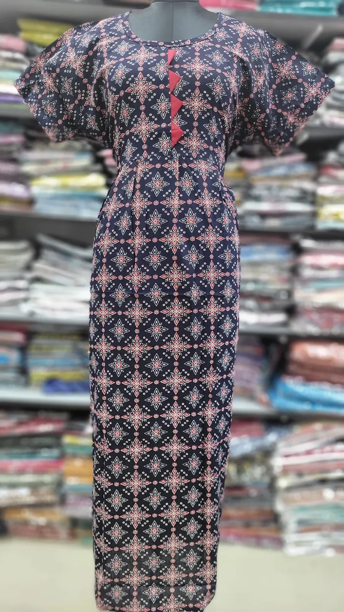 Pure Cotton  Ajrack Frock Nighty | NT2432