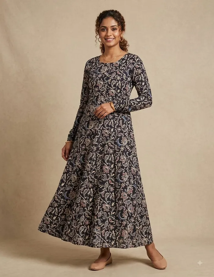 Premium 60/60 Soft Cotton Full Sleeve Anarkali | AK2250