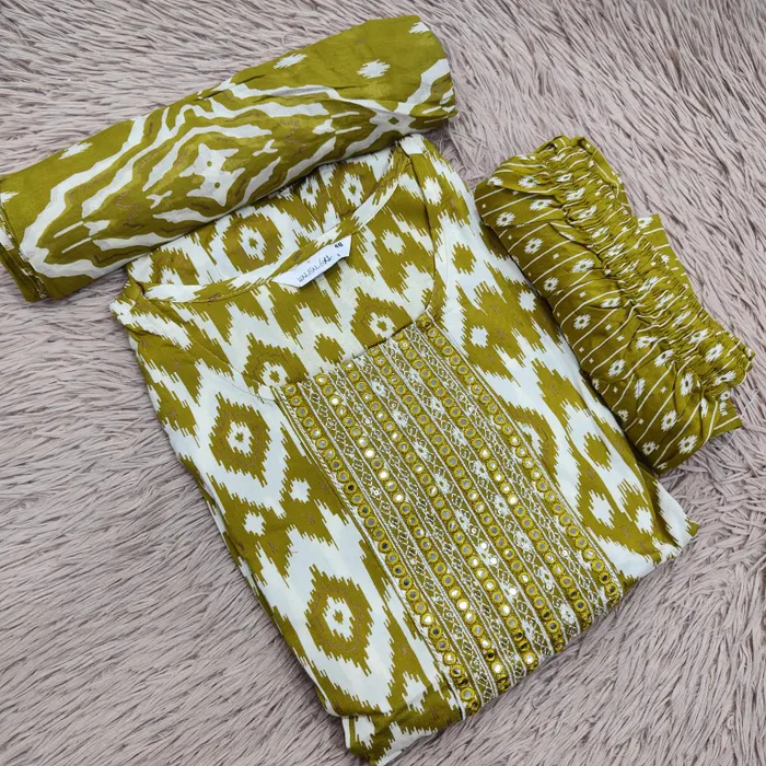 Premium Rayon Cotton Top Bottom Dupatta Set | TS3134