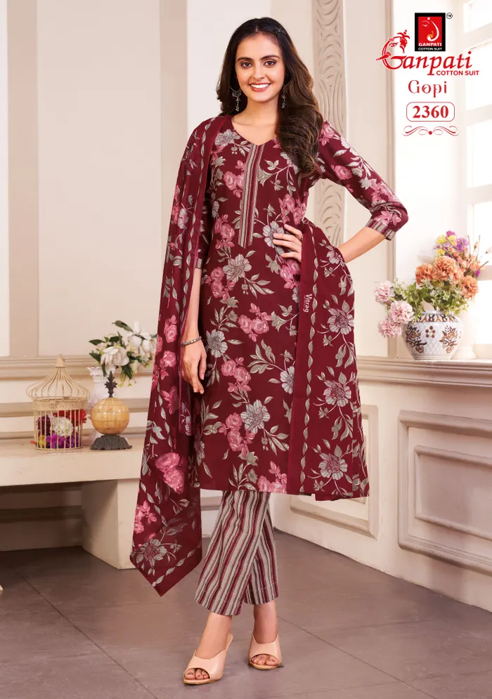 Ganpati Premium Cotton  Straight Kurti with Bottom & Dupatta | TS2268