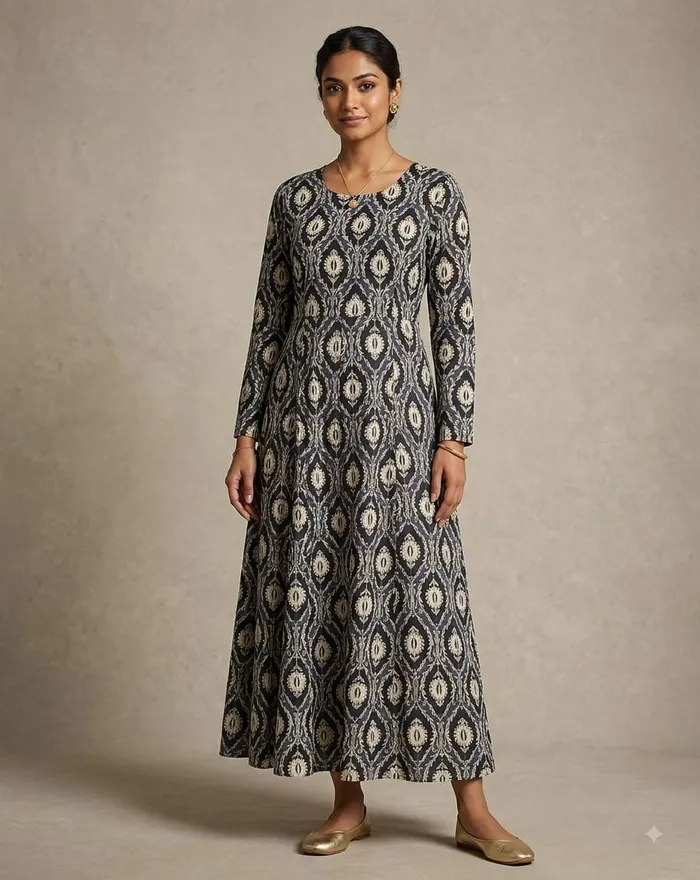 Premium 60/60 Soft Cotton Full Sleeve Anarkali | AK2249