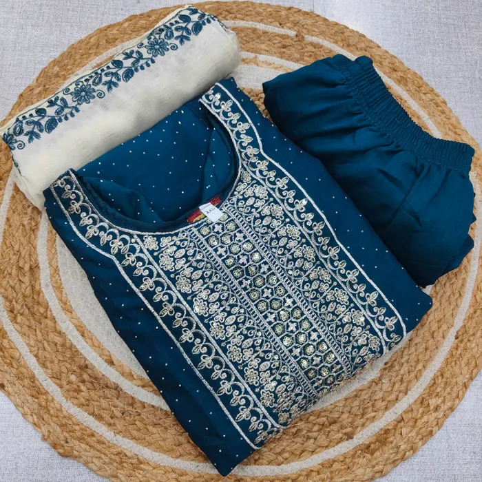 Vichitra Silk Anarkali Kurti Bottom with Dupatta | TS3724