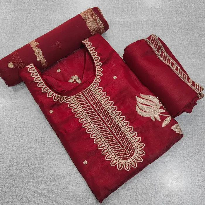 Heavy Silk Side Cut Top Bottom Dupatta Set | TS3695