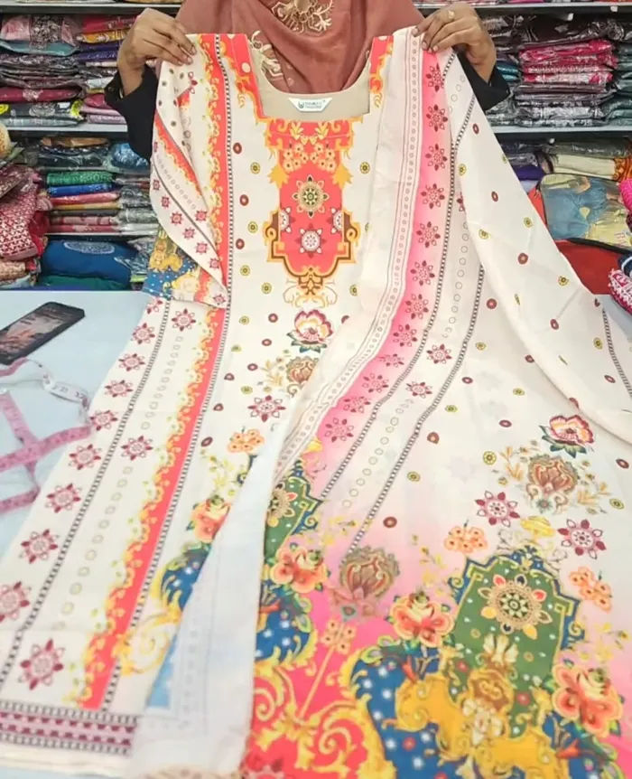Muslin Karachi Style Straight Top with Dupatta | SK25