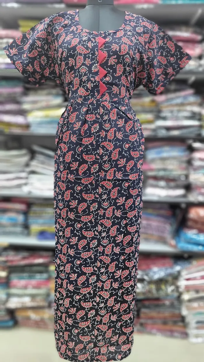 Pure Cotton  Ajrack Frock Nighty | NT2424