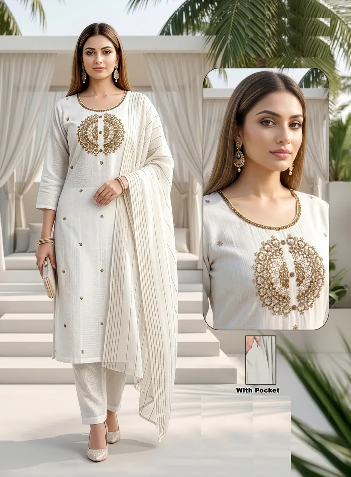 Vatican Straight Top Bottom with Dupatta Set | TS3351