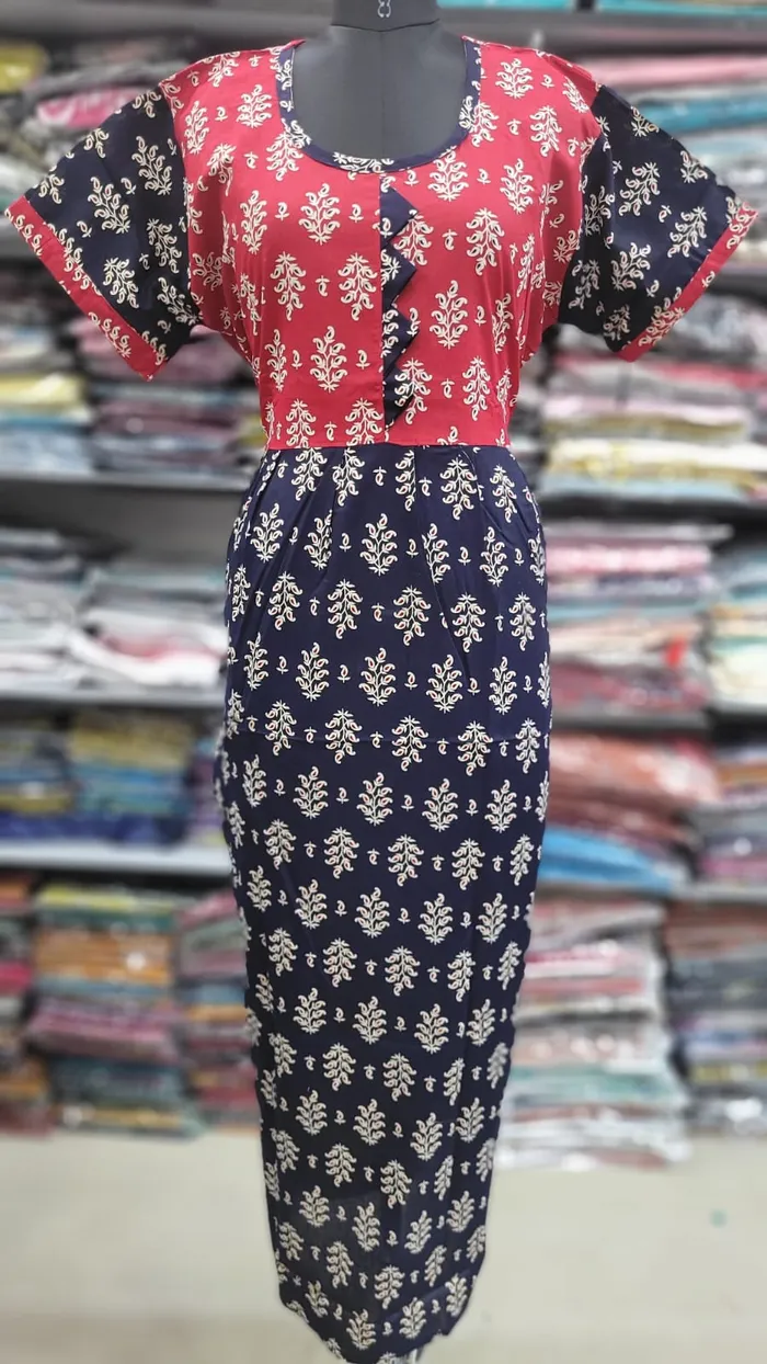 Pure Cotton  Ajrack Frock Nighty | NT2418