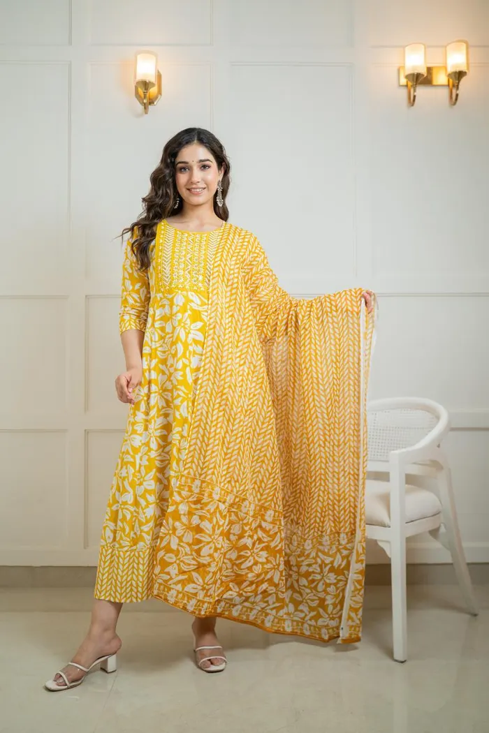 Premium Rayon Anarkali Kurti with  Dupatta | KS853