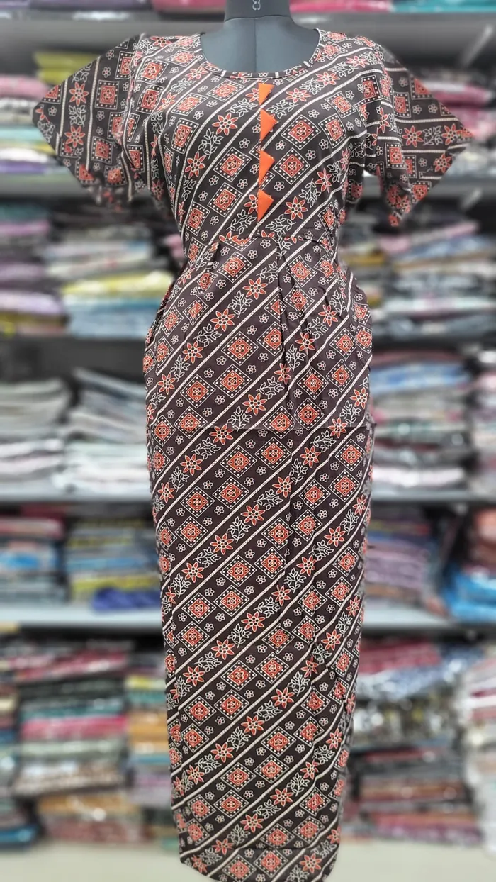 Pure Cotton  Ajrack Frock Nighty | NT2428