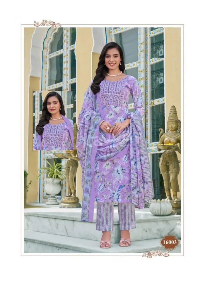 Capsule Cotton Stright Top Bottom Dupatta Set | TS3092