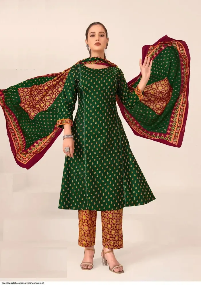 Premium Cotton Anarkali Top Bottom Dupatta | TS3174