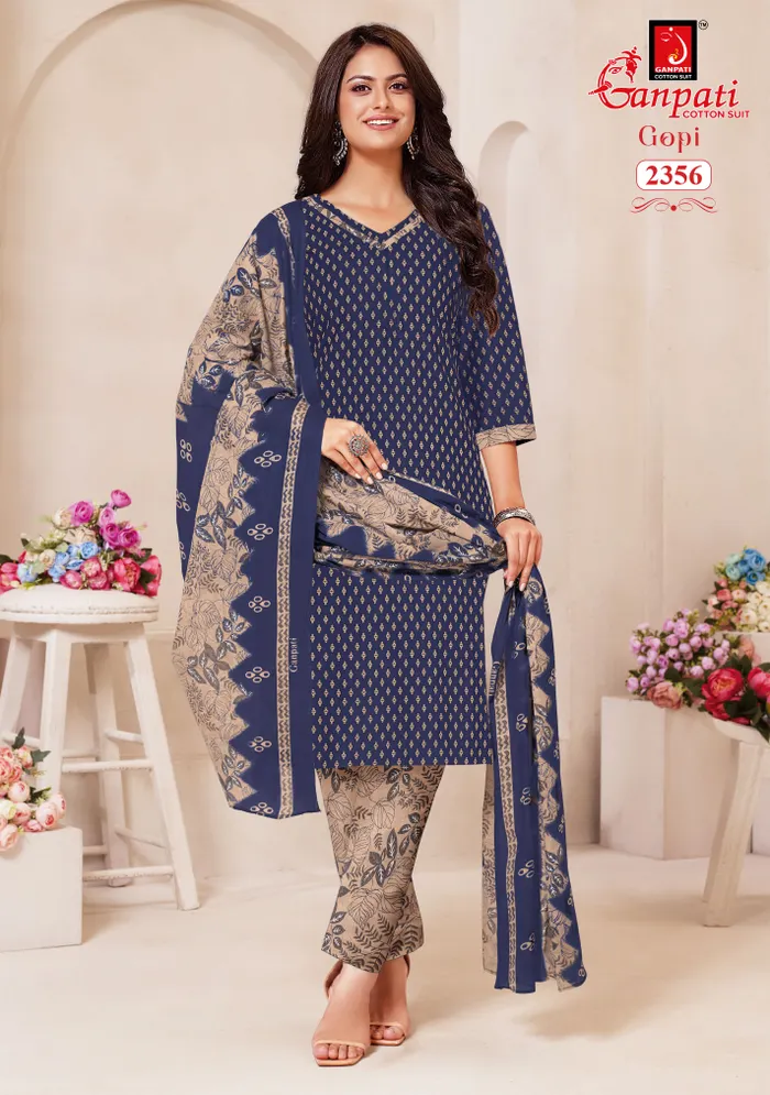 Ganpati Premium Cotton  Straight Kurti with Bottom & Dupatta | TS2264