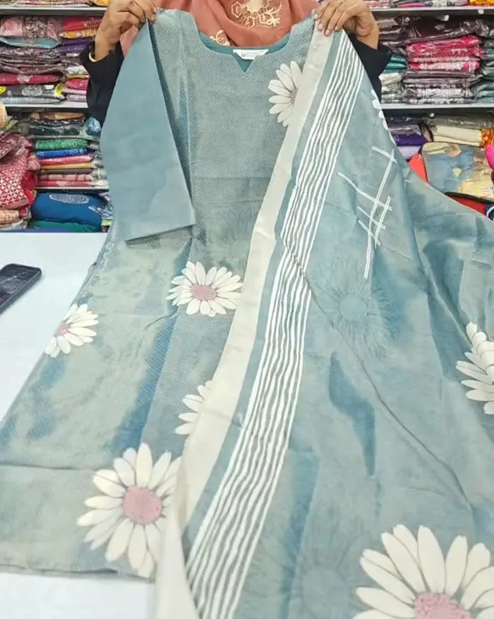Shimmer Silk Straight Top with Dupatta | SK28