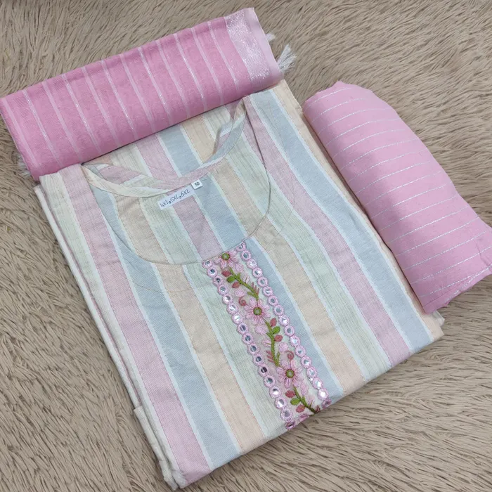 Premium Cotton Top Bottom Dupatta Set | TS3367