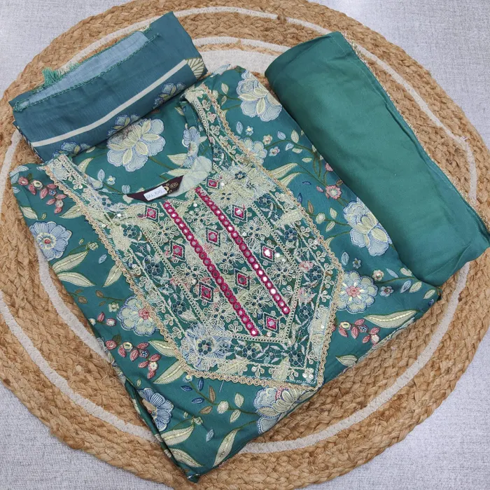 Rayon Long Anarkali Top Bottom Dupatta  | TS3273