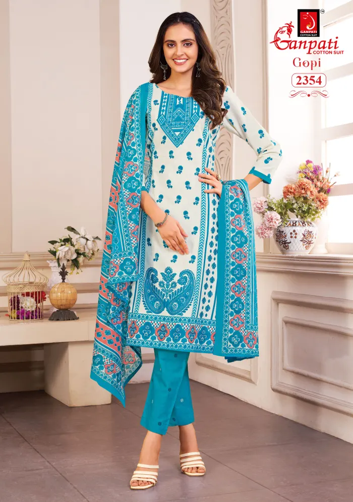 Ganpati Premium Cotton  Straight Kurti with Bottom & Dupatta | TS2262