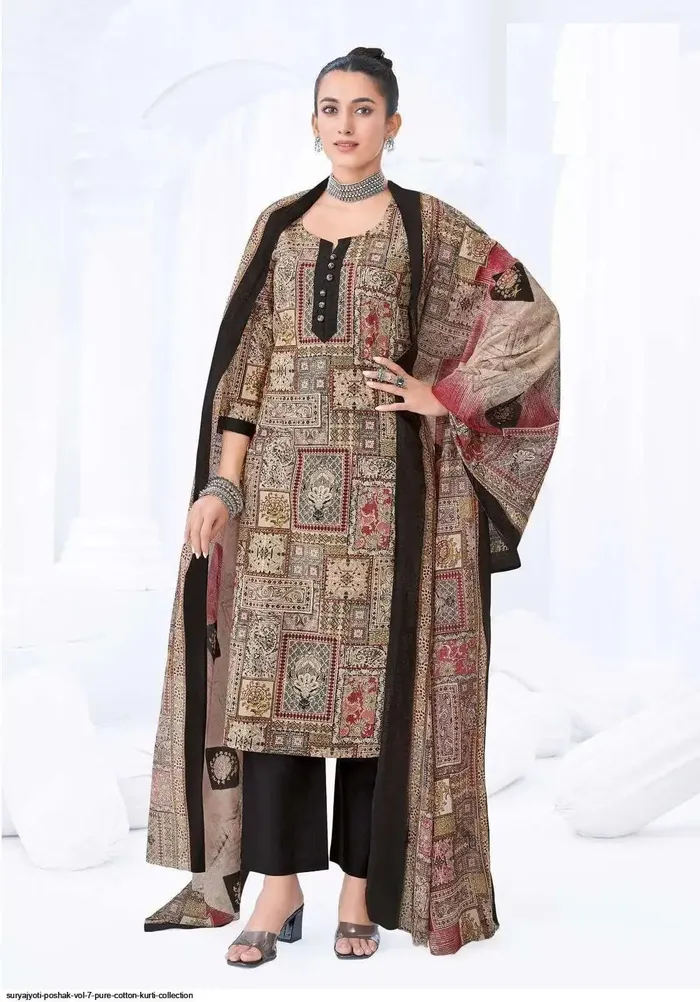 Premium Pure Cotton Straight Kurta Pant Dupatta Set | TS3110