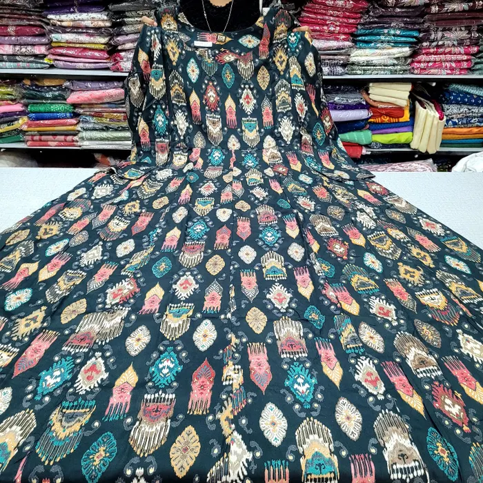 Premium 1st Quality Rayon Full Sleeves Long Anarkali Kurti | AK2227
