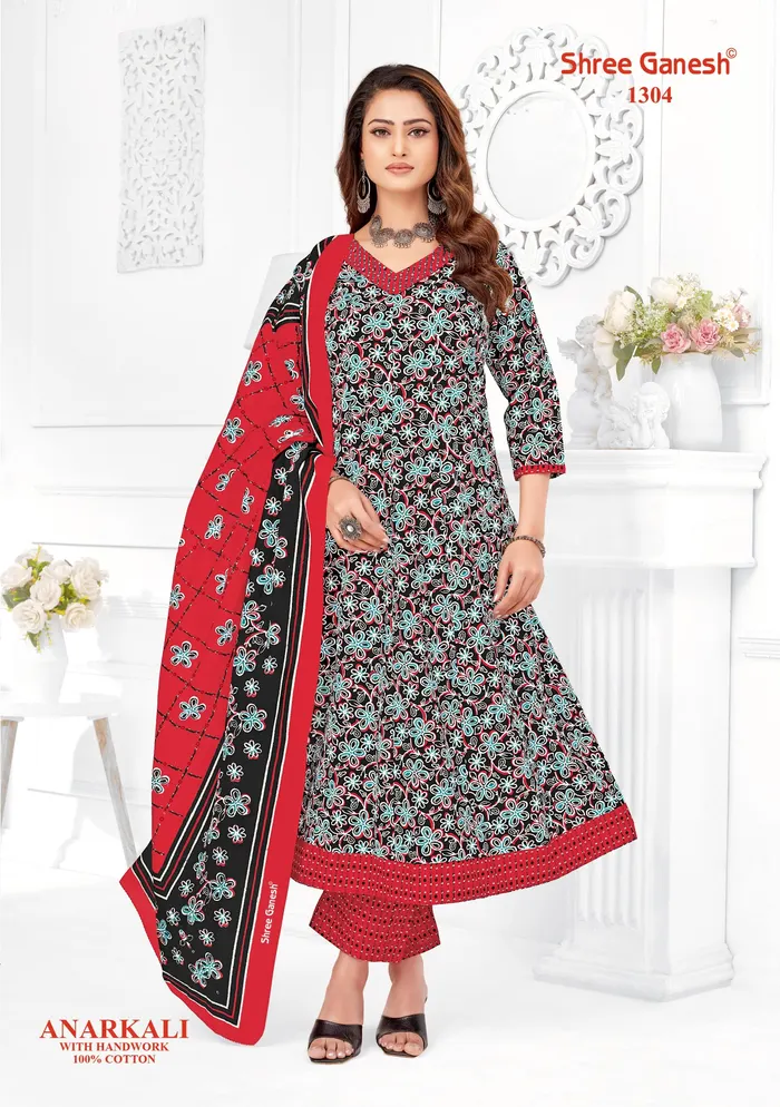 Sree Ganesh Panel Anarkali Kurti with Bottom & Dupatta Set | TS2277