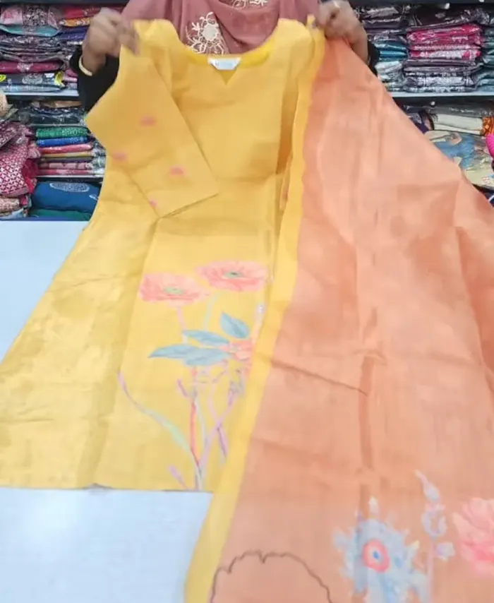 Shimmer Silk Straight Top with Dupatta | SK26