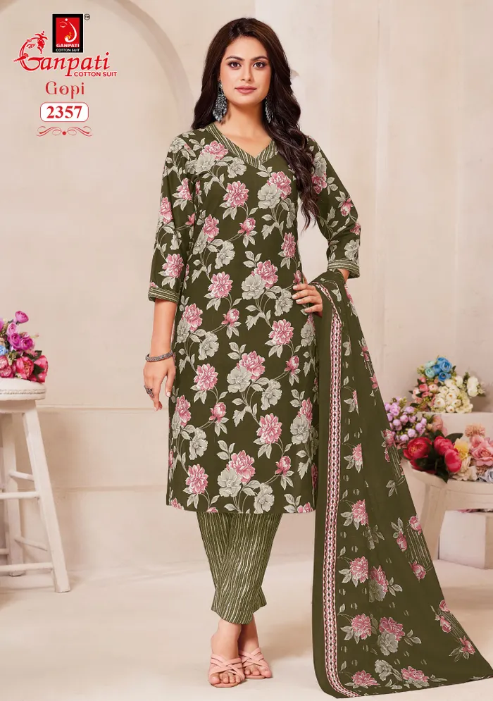 Ganpati Premium Cotton  Straight Kurti with Bottom & Dupatta | TS2265