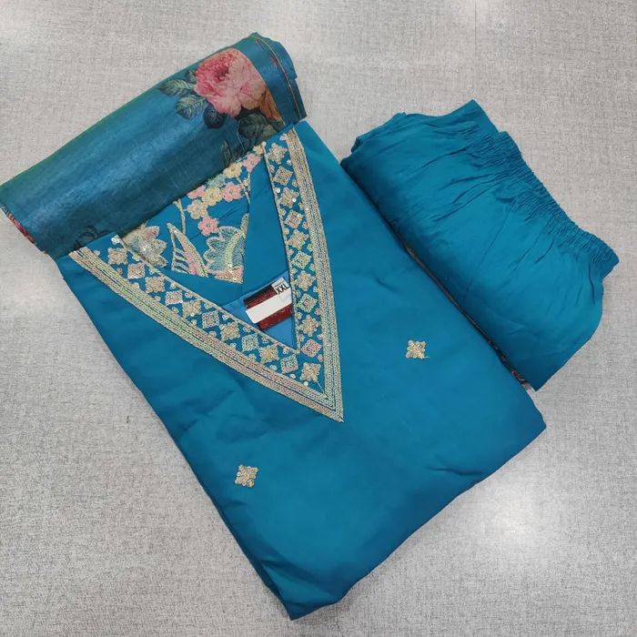 Heavy Silk Side Cut Top Bottom Dupatta Set | TS3693