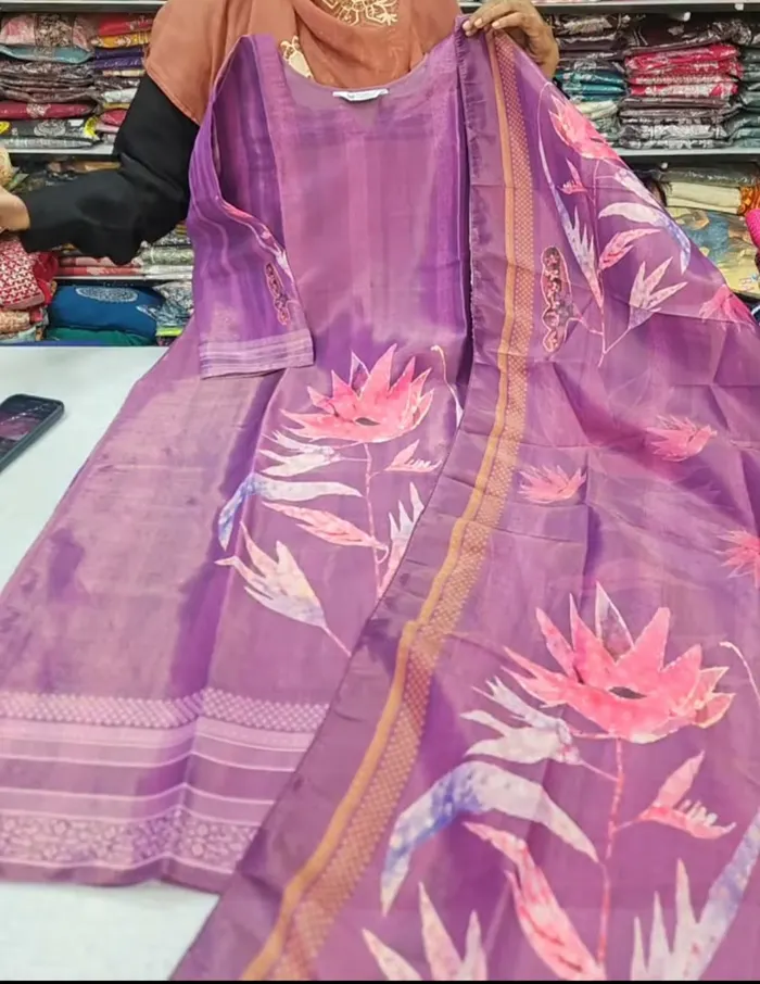 Shimmer Silk Straight Top with Dupatta | SK27
