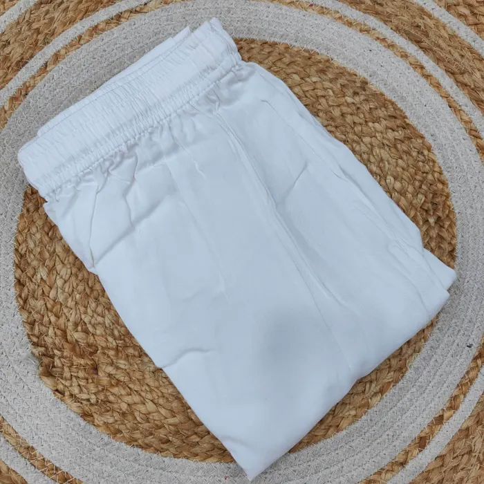 Straight Pants with Pocket & Rope (White) | 41 Length  | ST29