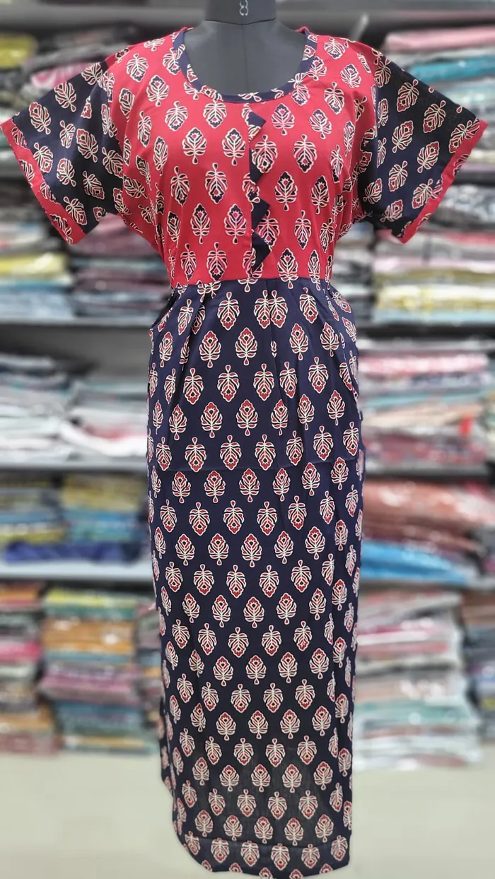 Pure Cotton  Ajrack Frock Nighty | NT2416