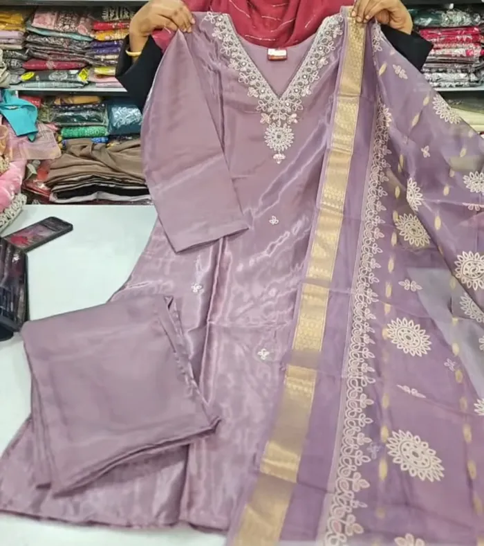 Heavy Silk Side Cut Top Bottom Dupatta Set | TS3701