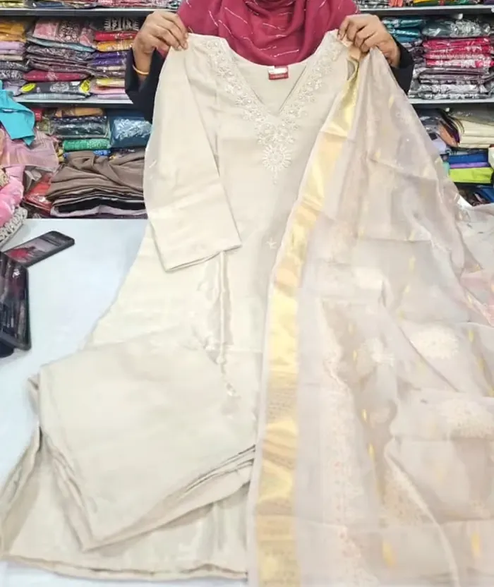 Heavy Silk Side Cut Top Bottom Dupatta Set | TS3700
