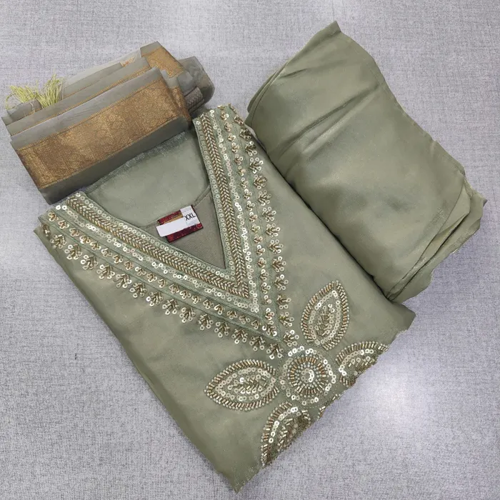 Heavy Silk Side Cut Top Bottom Dupatta Set | TS3706