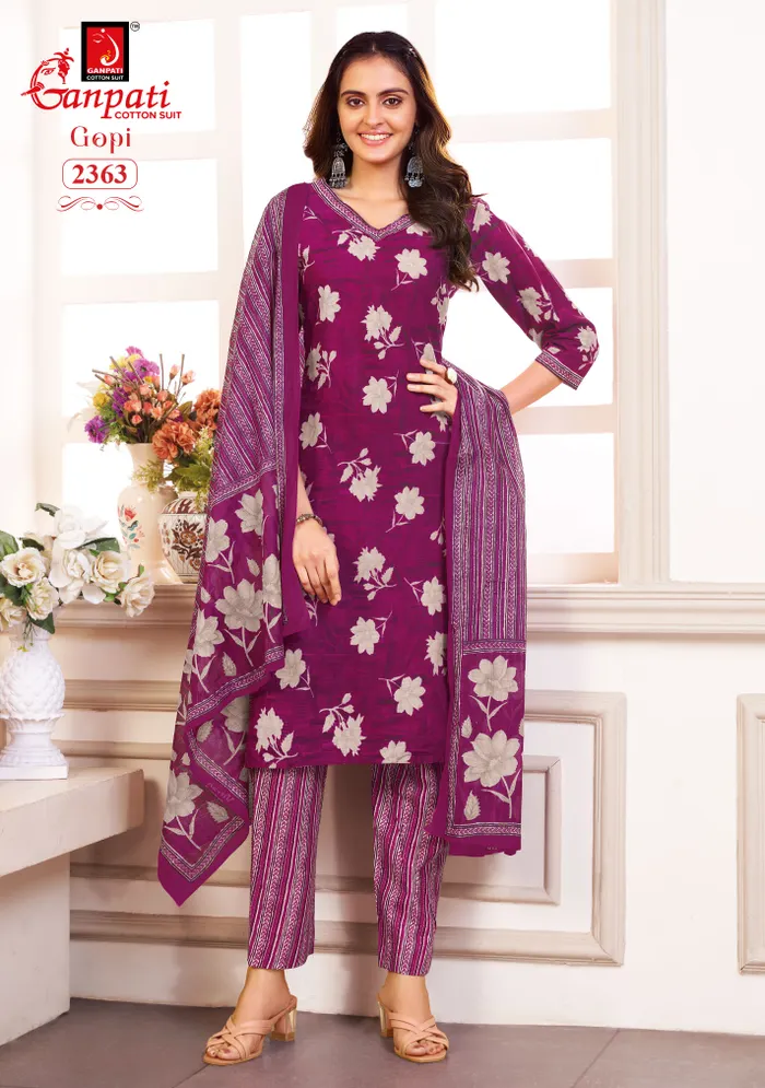 Ganpati Premium Cotton  Straight Kurti with Bottom & Dupatta | TS2271