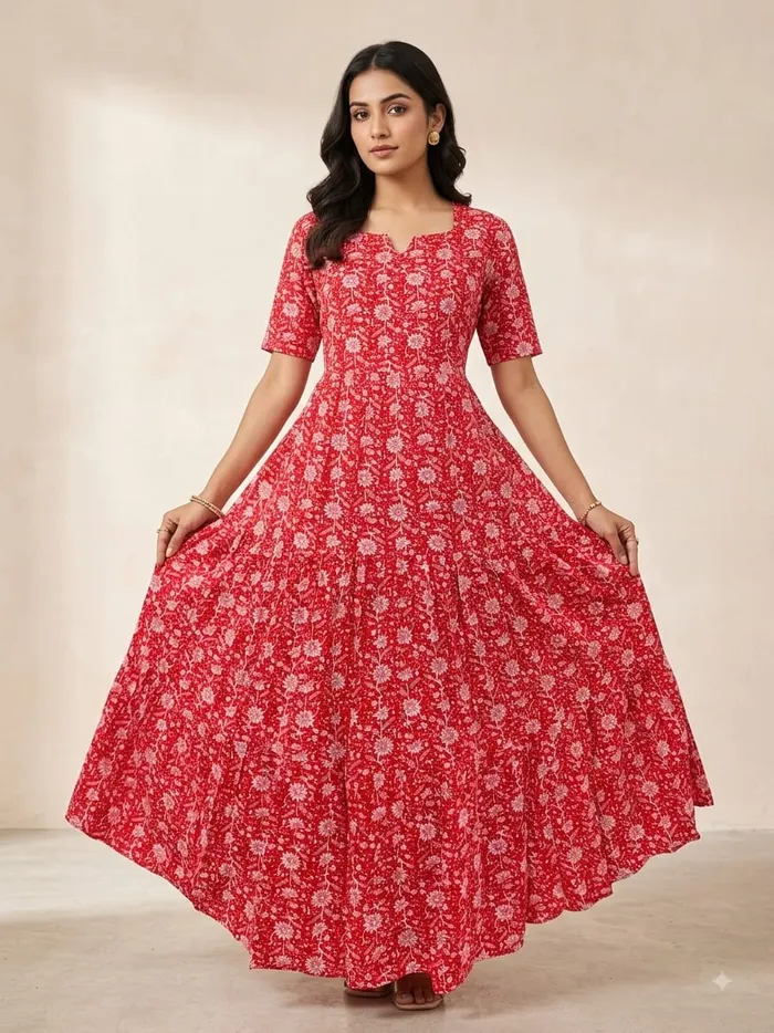 Premium Imported Rayon Cotton 2-Layer Anarkali Kurti | AK2243