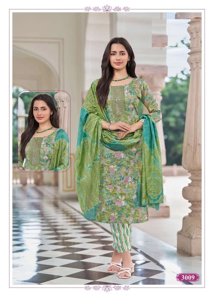 Capsule Cotton Stright Top Bottom Dupatta Set | TS3128