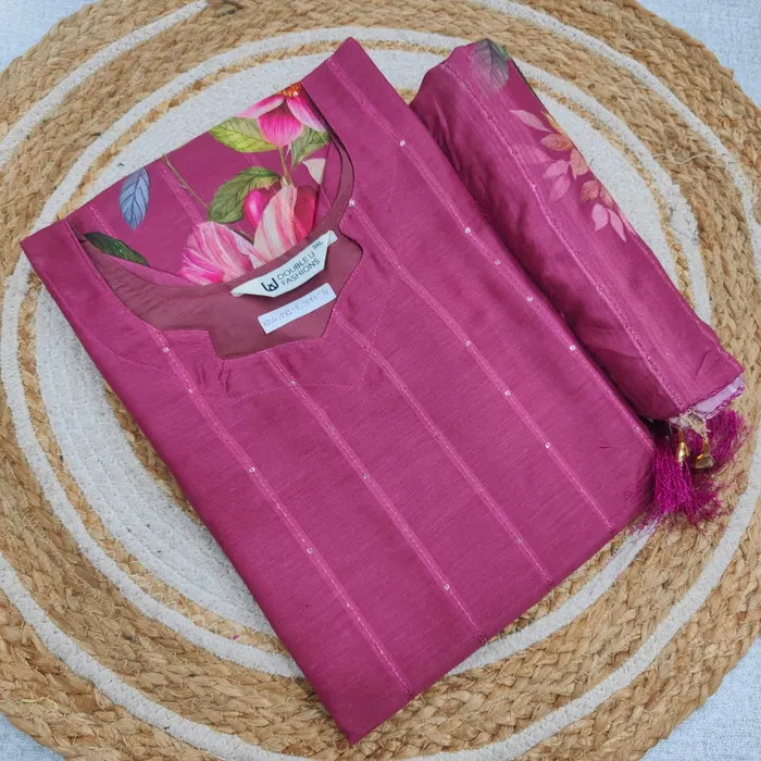 Premium Chanderi Silk Cotton Straight Top with Dupatta | SK33