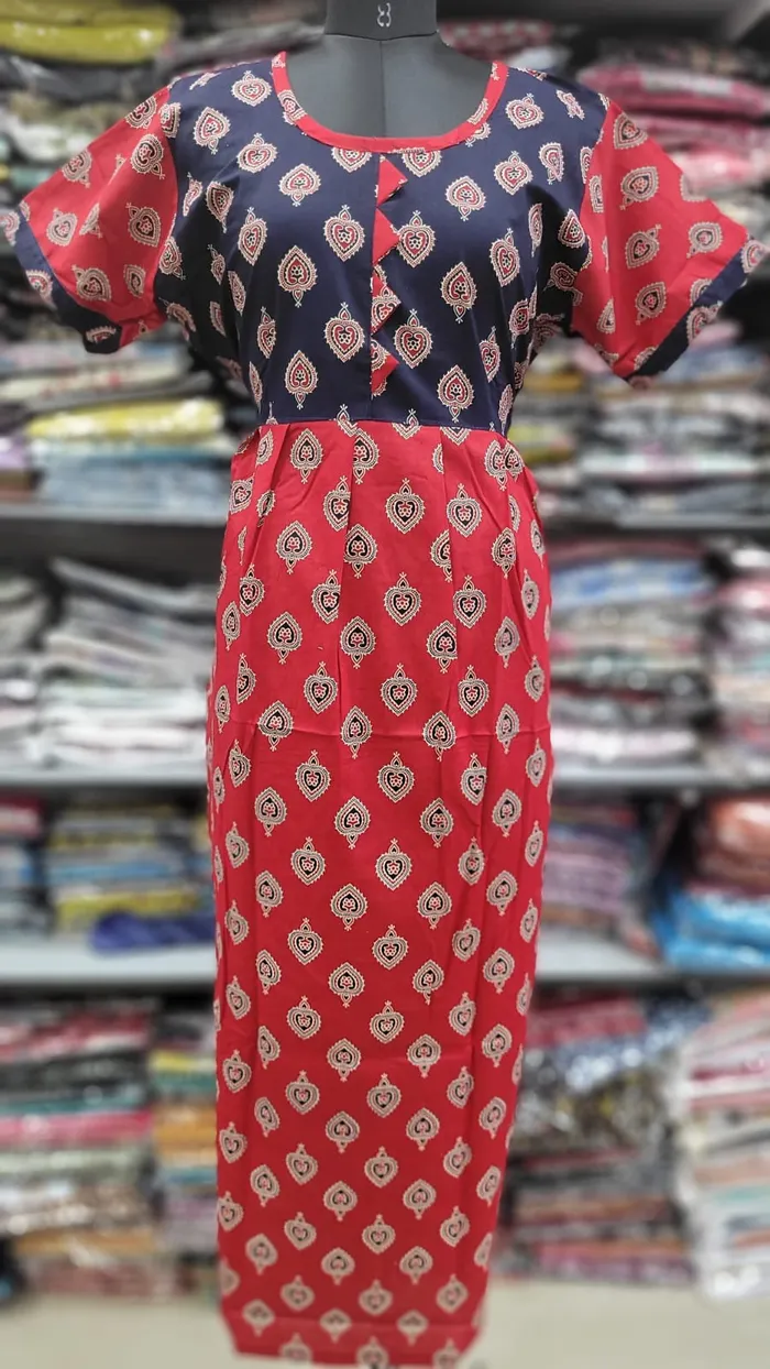 Pure Cotton  Ajrack Frock Nighty | NT2411
