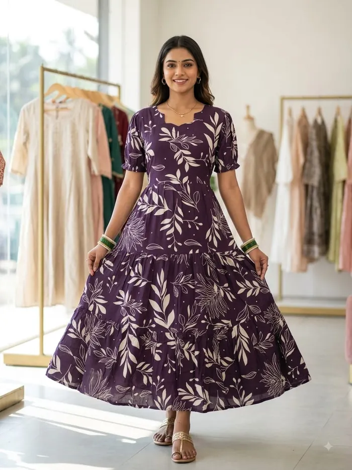 Premium Imported Rayon Cotton 2-Layer Anarkali Kurti | AK2237