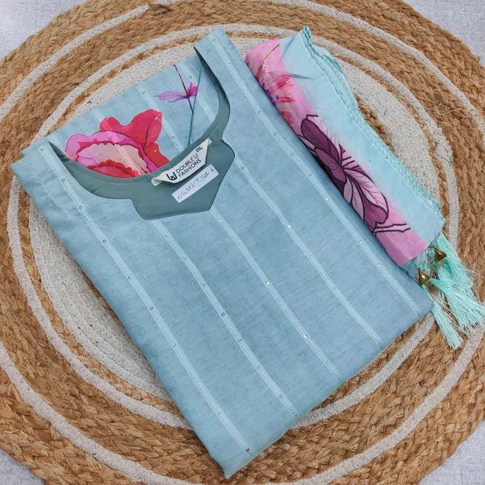 Premium Chanderi Silk Cotton Straight Top with Dupatta | SK36
