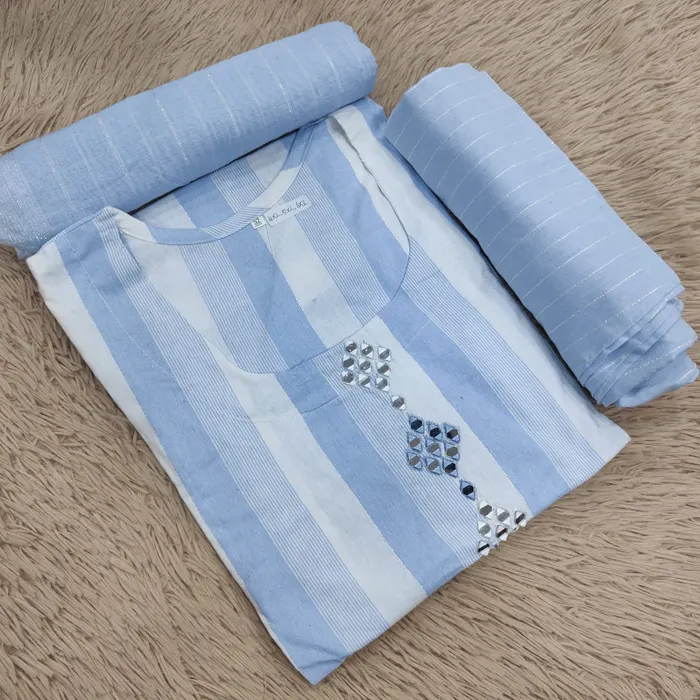 Premium Cotton Top Bottom Dupatta Set | TS3365